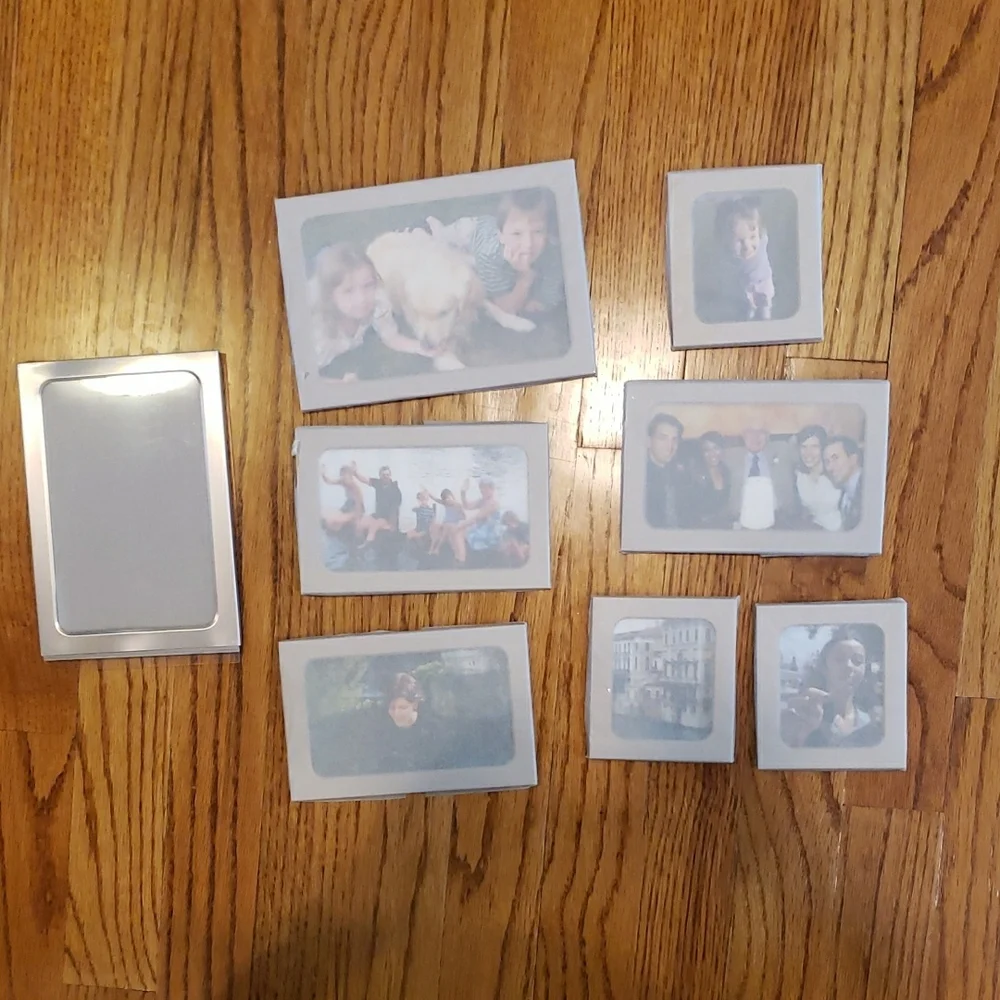 NWT - In Pkg/Wrap- (8) Vintage Silver Photo Magnets - Variety Of Sizes
